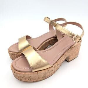 Nordstrom Claudia Platform Sandal Ankle Strap Women's Gold Size US8M EU39